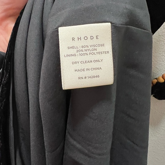 RHODE Jemima Black Velvet Dress NWT - Picture 5 of 9